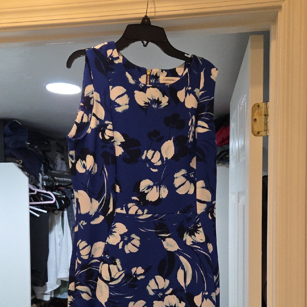 Calvin Klein Cream Sheath Midi Dress for Wedding Guests